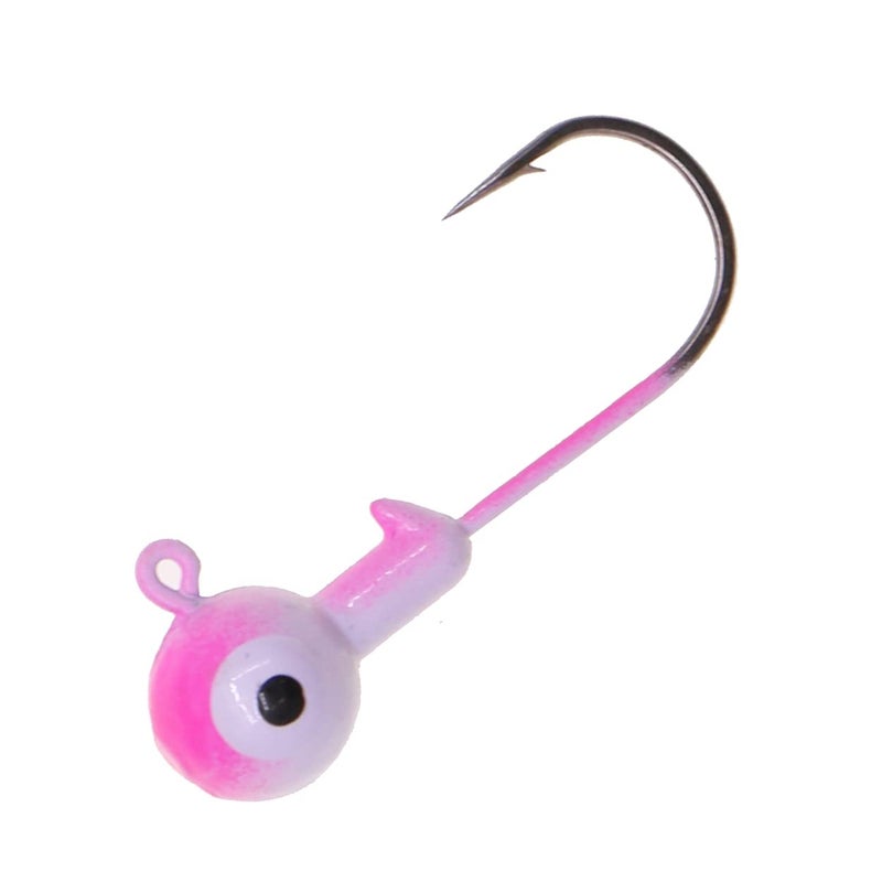 Temorah Fishing Lures Jig Heads,Ball Heads 1/32oz-1oz,Sharp Fishing Hooks for Freshwater or Saltwater (White/Pink, 1/8OZ 50PCS) - Image 1